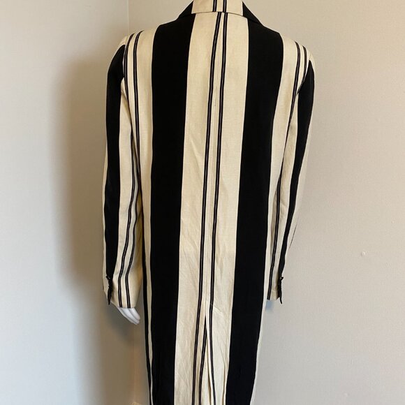 Women's Long Black and Cream Duster Jacket - Picture 4 of 10